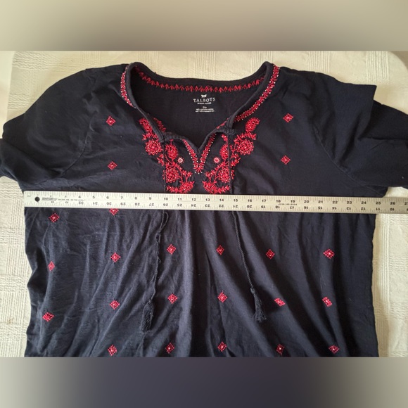 Women's Navy and Red Embroidered Top - Picture 5 of 10